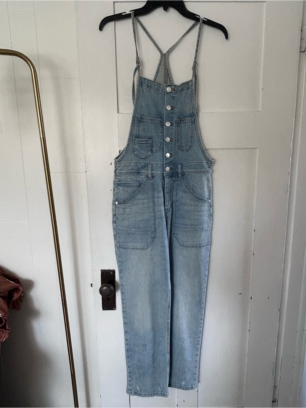 Pilcro Light Blue Denim Button-Front Overalls